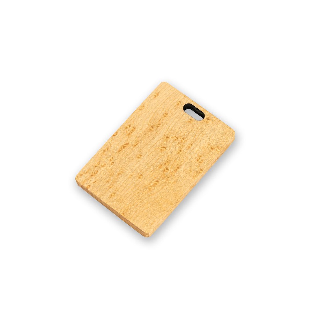 birdseye maple golf bag tag angle