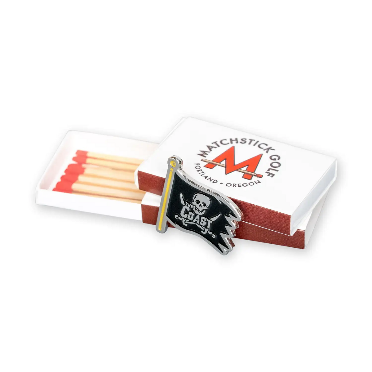 goonies pirate flag golf ball marker matchbox packaging stack