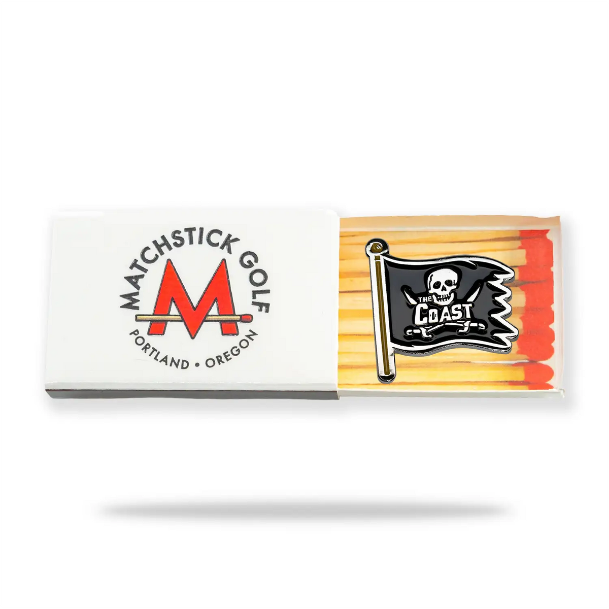 goonies pirate flag golf ball marker matchbox packaging