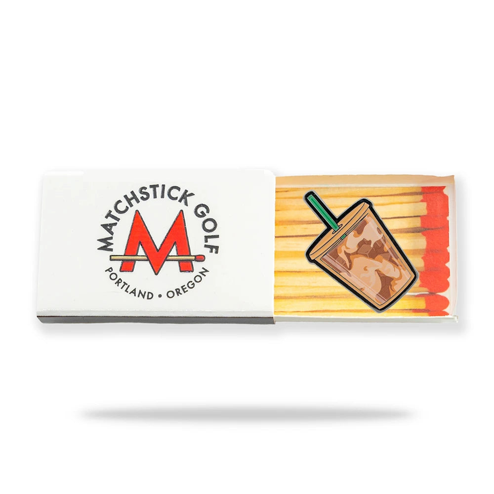 iced coffee golf ball marker matchbox packaging