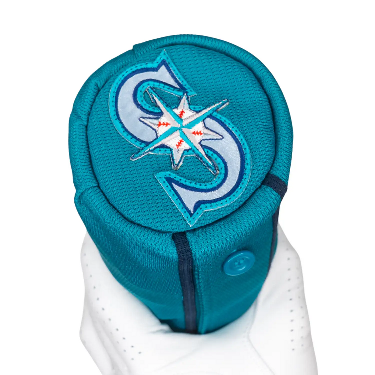 Seattle mariners mob baseball jersey golf headcover wood hybrid teal green blue top stitched embroidered patch