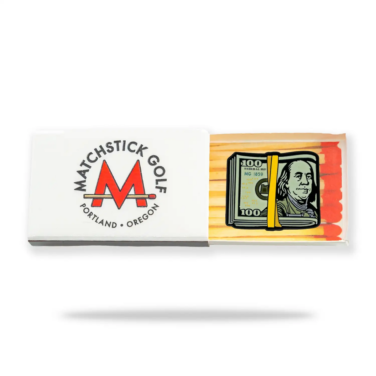 cash stack golf ball marker matchbox packaging