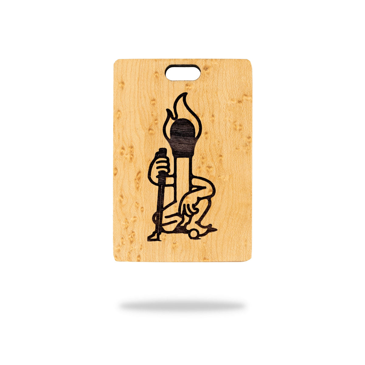 birds eye maple golf bag tag woody matchstick man logo