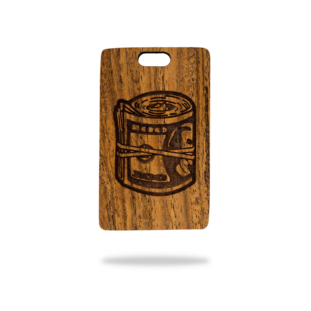 cash roll bocote wood bag tag sample