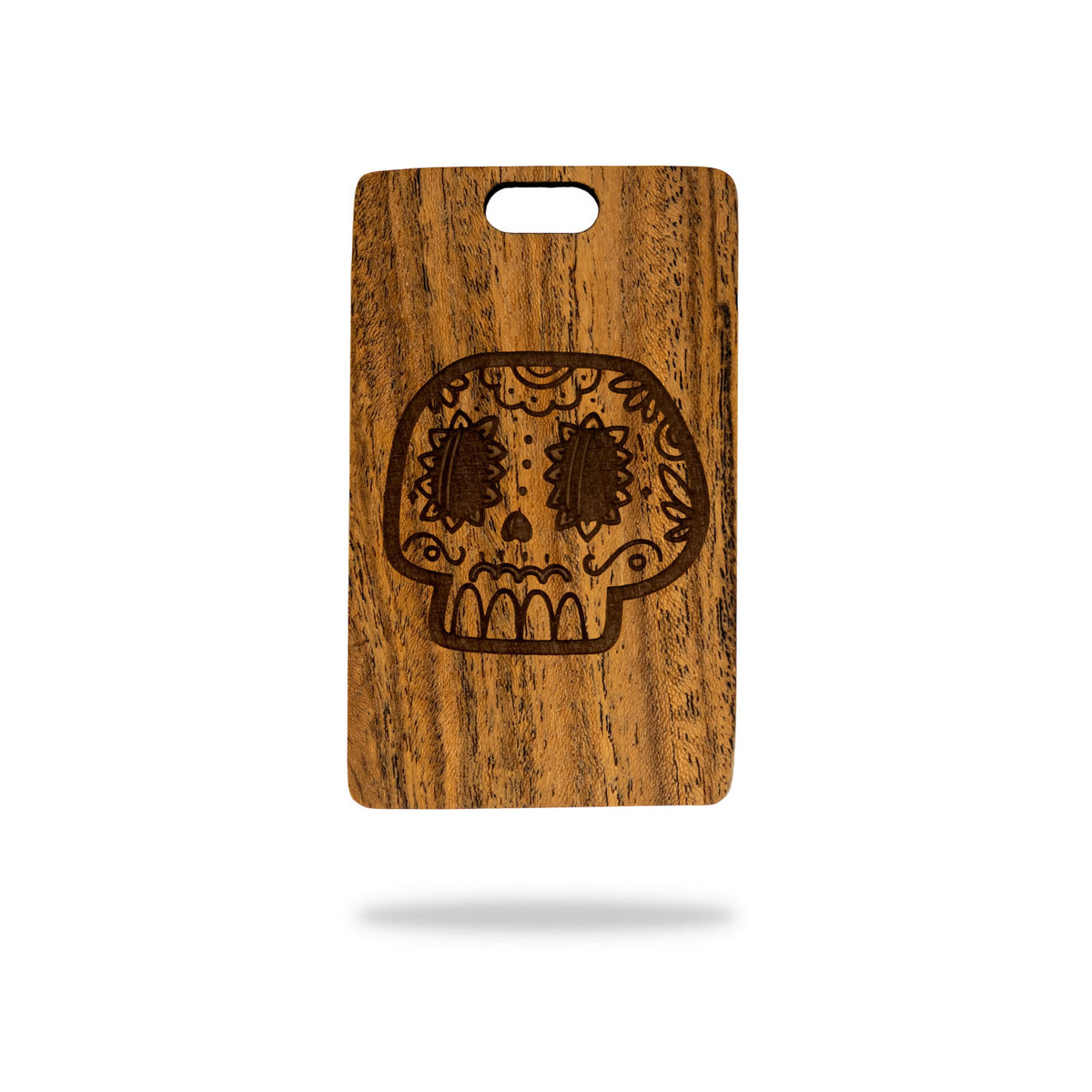 mexican sugar skull calavera bocote wood bag tag sample