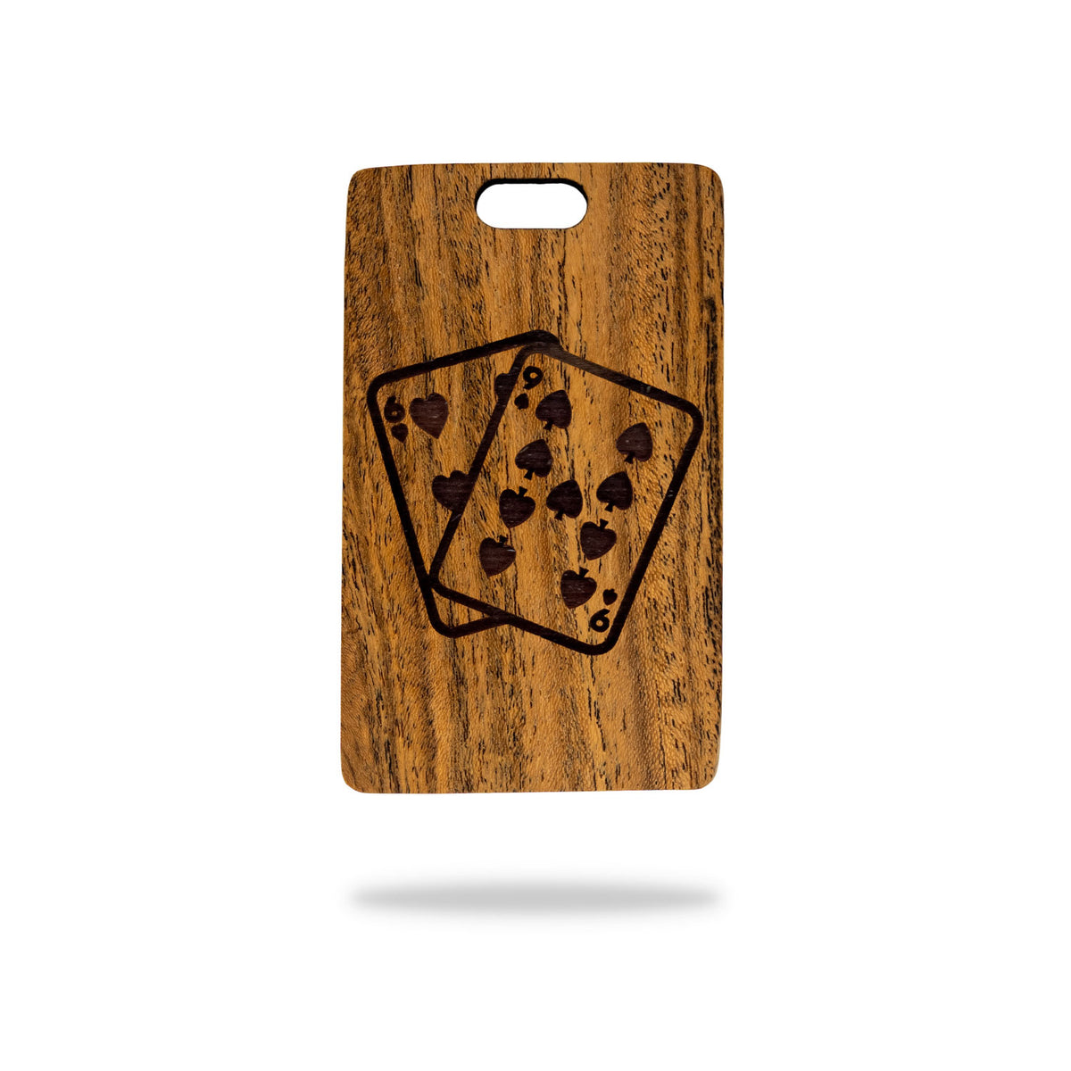 playing cards bocote wood bag tag sample