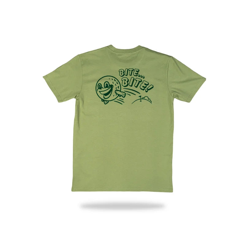 concrete links bite bite tee shirt green back