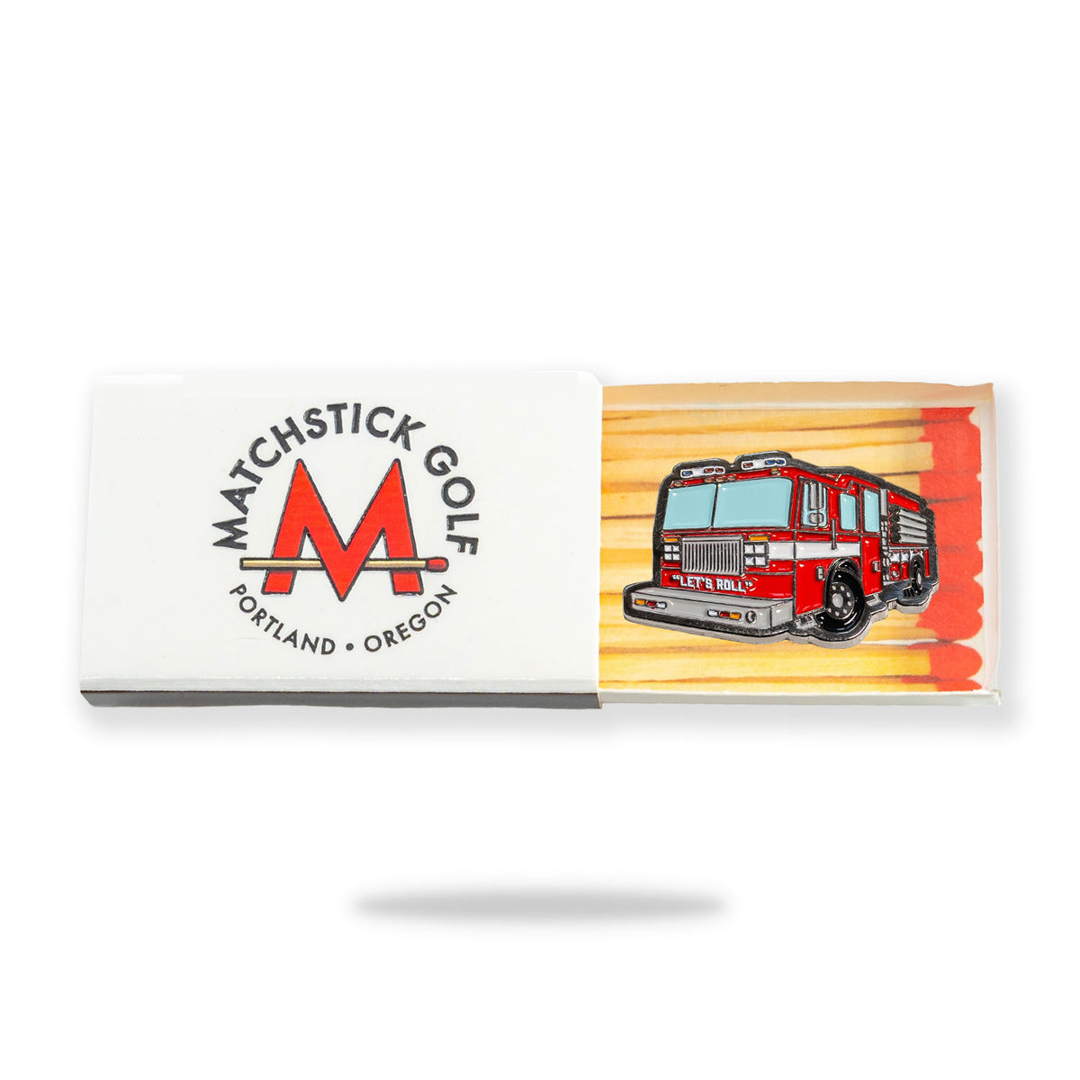 fire truck engine golf ball marker matchbox packaging