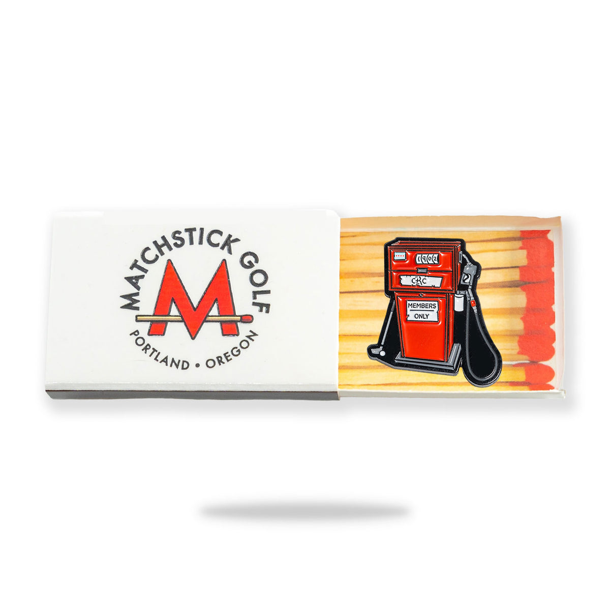 gas pump golf ball marker matchbox packaging