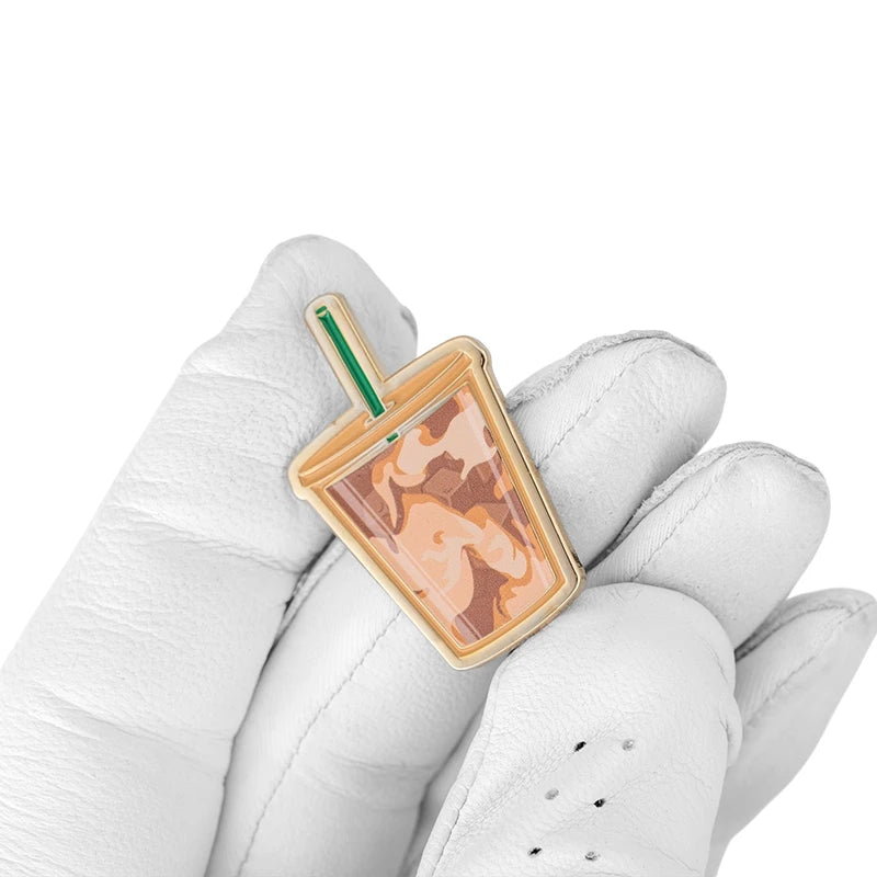 iced coffee golf ball marker gold metal glove