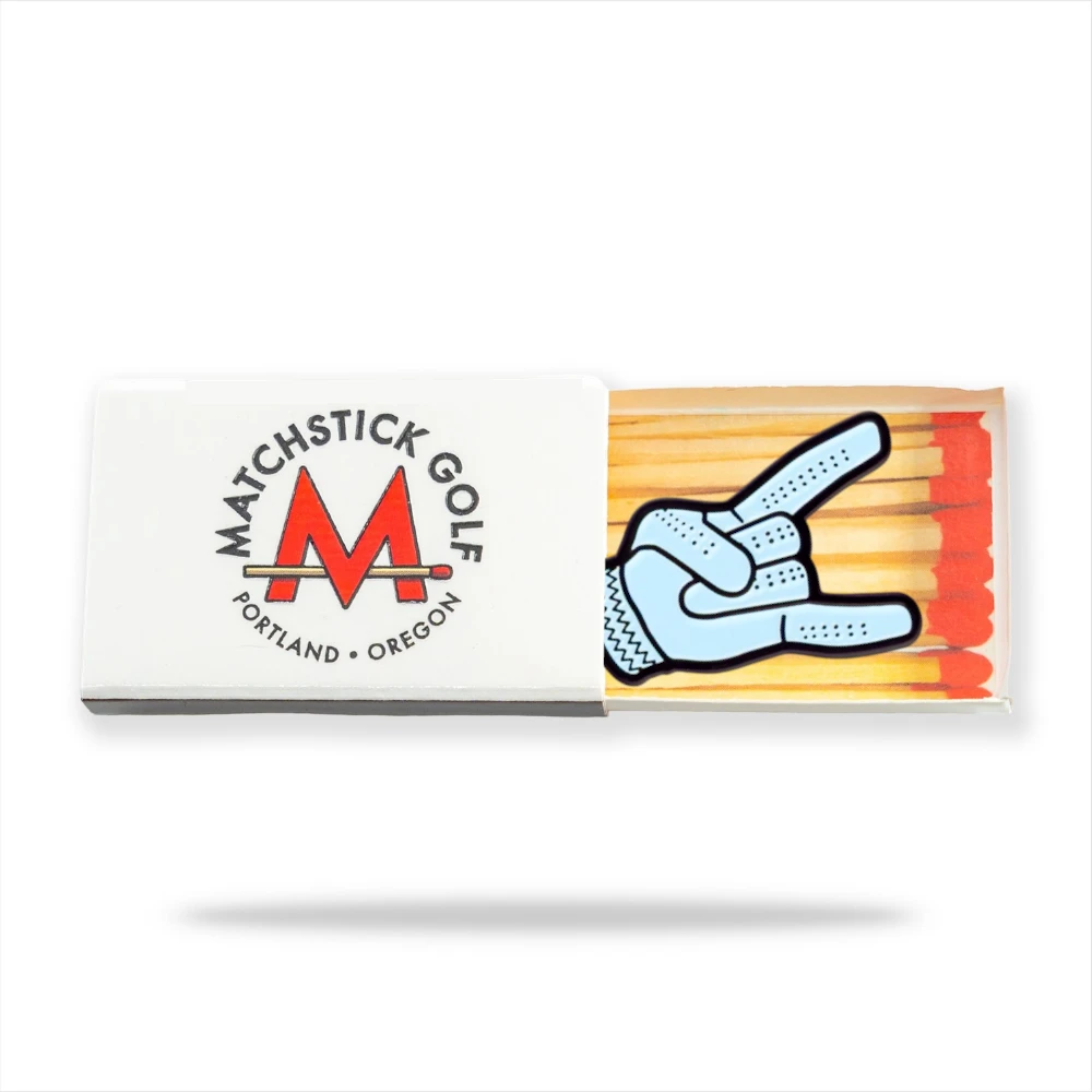 blue devil horns golf ball marker matchbox packaging