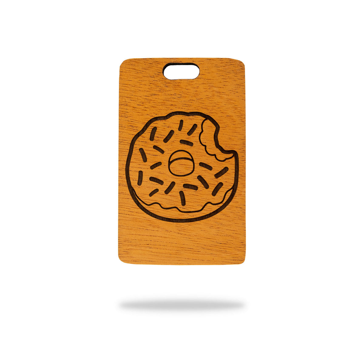 mahogany wood golf bag tag laser engraving donut