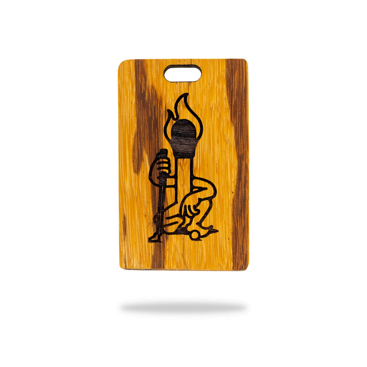 marblewood golf bag tag laser woody matchstick man logo