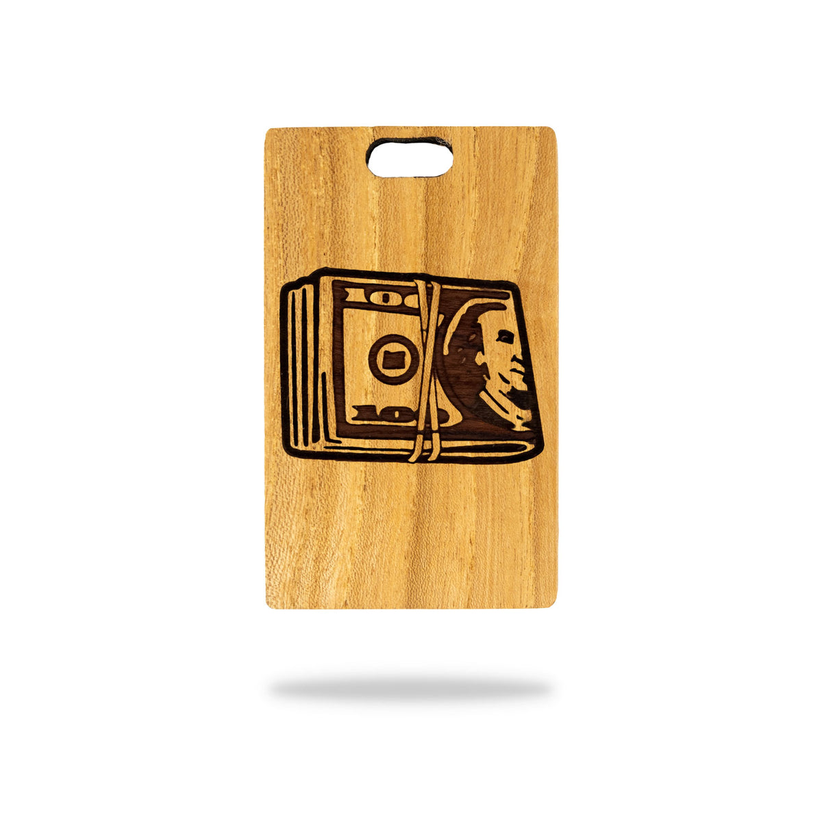 oregon red elm wood golf bag tag laser engraving cash stack