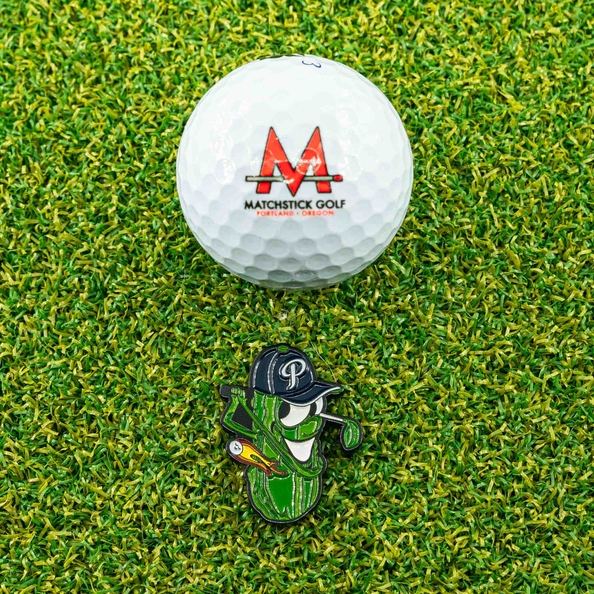 portland pickles golf ball marker dillon t pickle golf ball grass