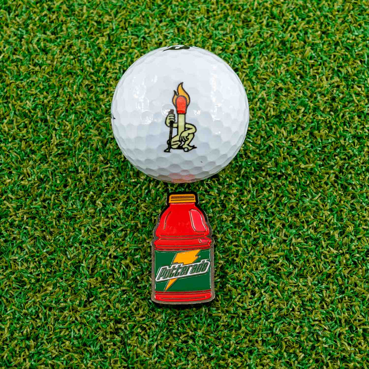 putterade golf ball marker gatorade red fruit punch grass golf ball