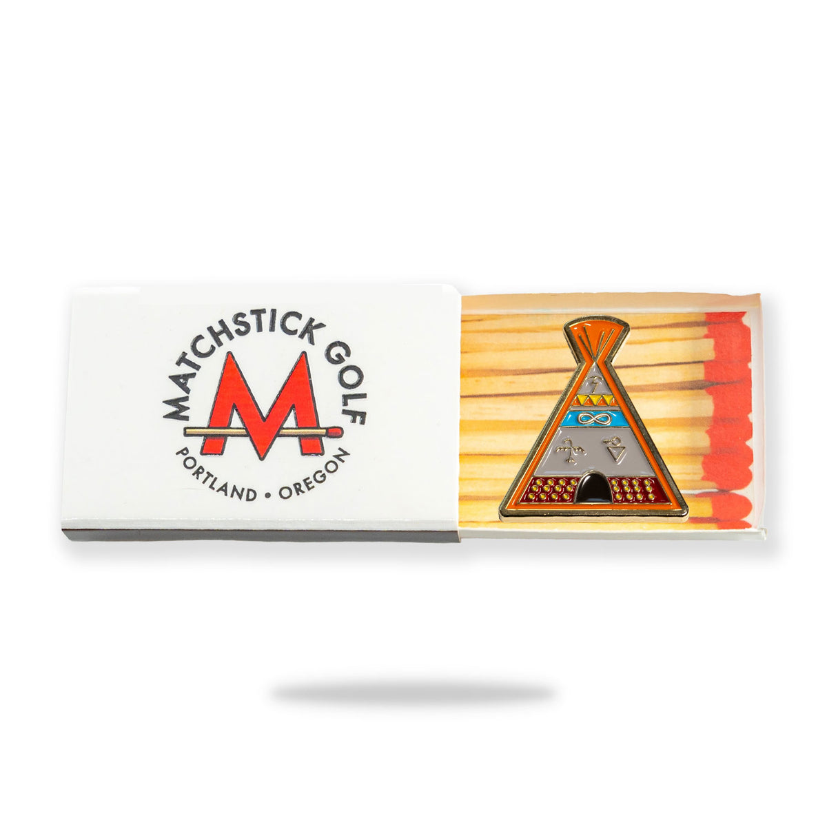 native american indian tipi golf ball marker matchbox packaging