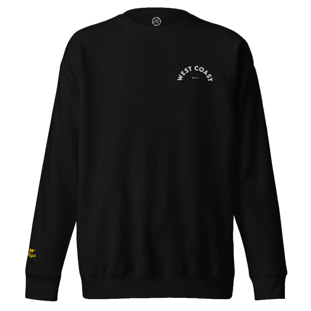 Black sweatshirt with 'West Coast' text on a black background