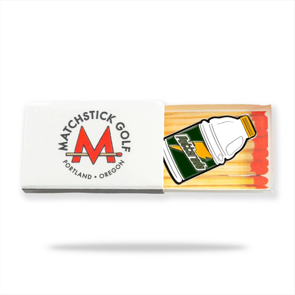 white gatorade putterade golf ball marker enamel matchbox packaging