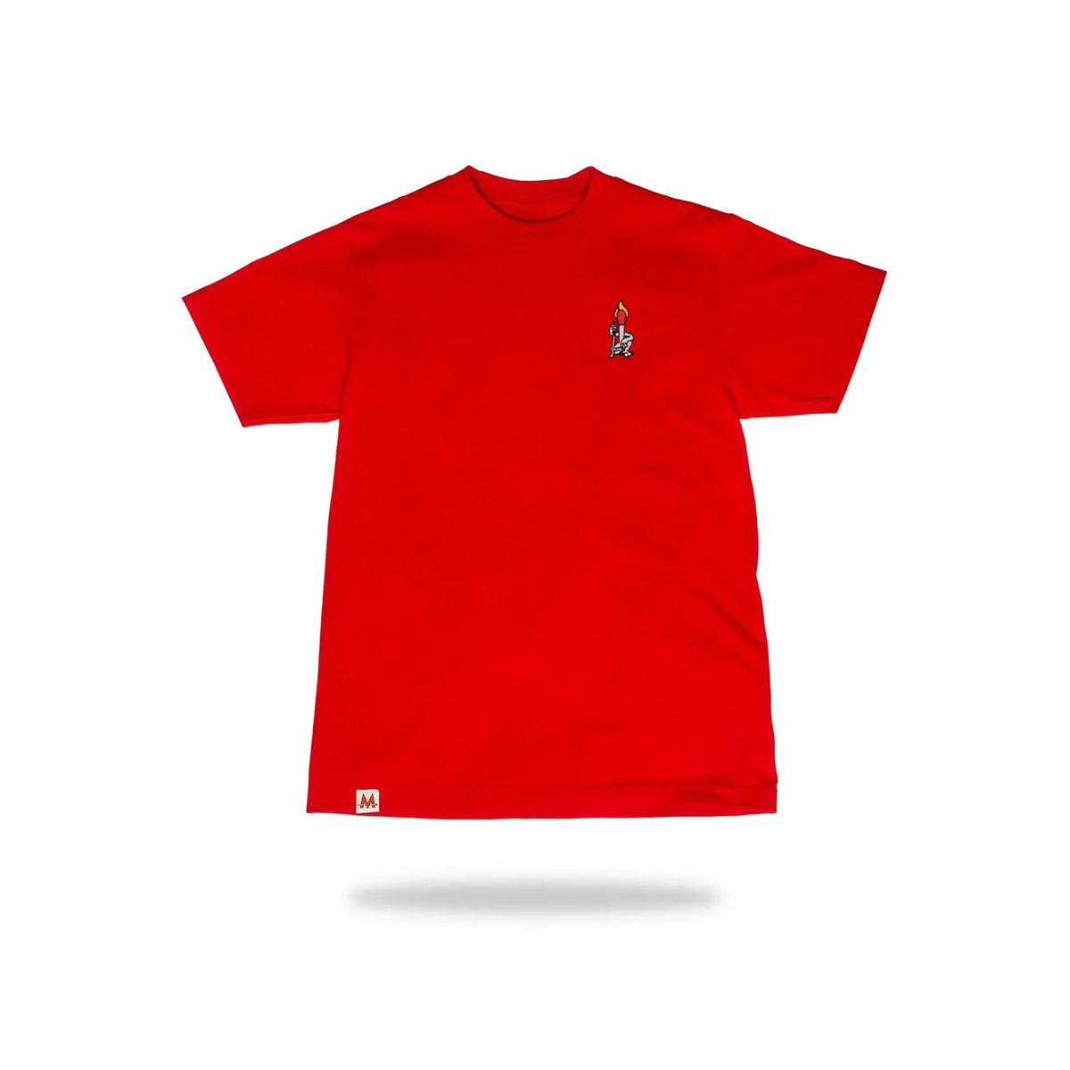 woody matchstick golf embroidered tee shirt red