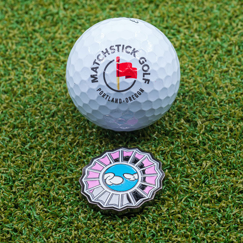 matchstick muni kids golf mac miller divine feminine ball marker with golf ball