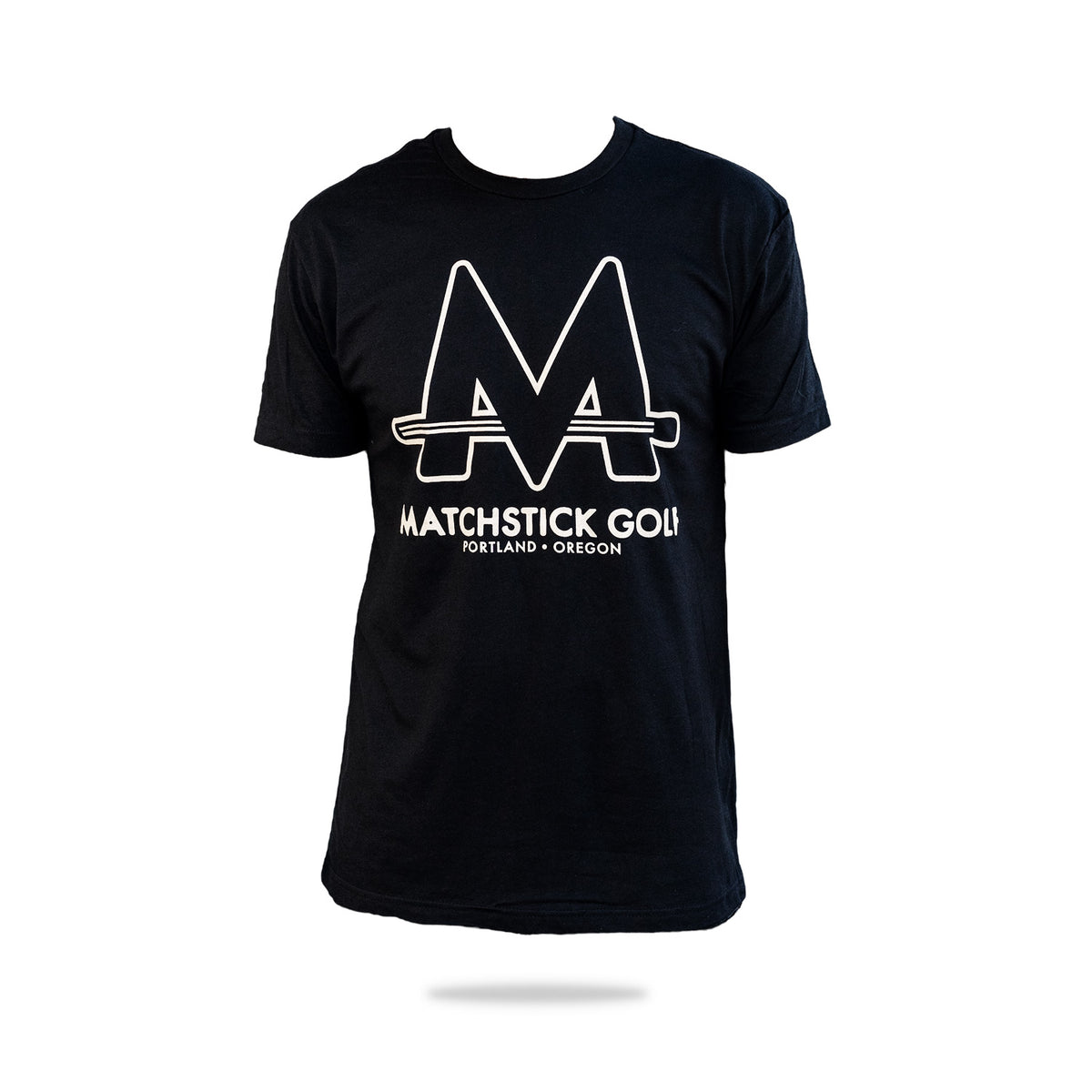matchstick golf t-shirt black on model