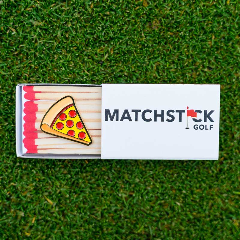 pepperoni pizza golf ball marker in custom match box