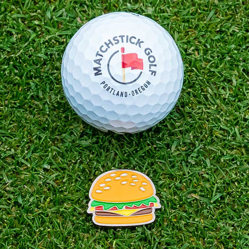 royale cheeseburger golf ball marker textured magnetic marking golf ball